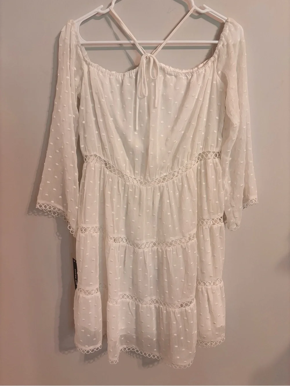 GIANNI BINI NWT Melanie White Long Sleeve Dress - Picture 3 of 12